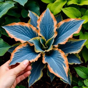 Хоста Океан Вью купить по цене от 960р. в интернет-магазине «Посадика» с доставкой почтой в в Бикине и по всей России – [изображение №1].